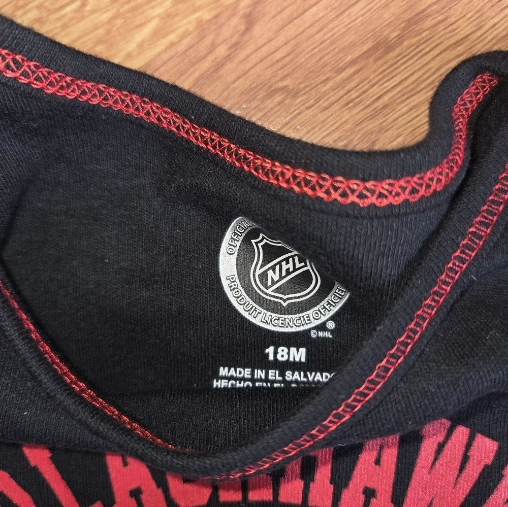 NHL Chicago Blackhawks Baby 12 Months Bodysuit 3pc Hockey NWT 100% Cotton